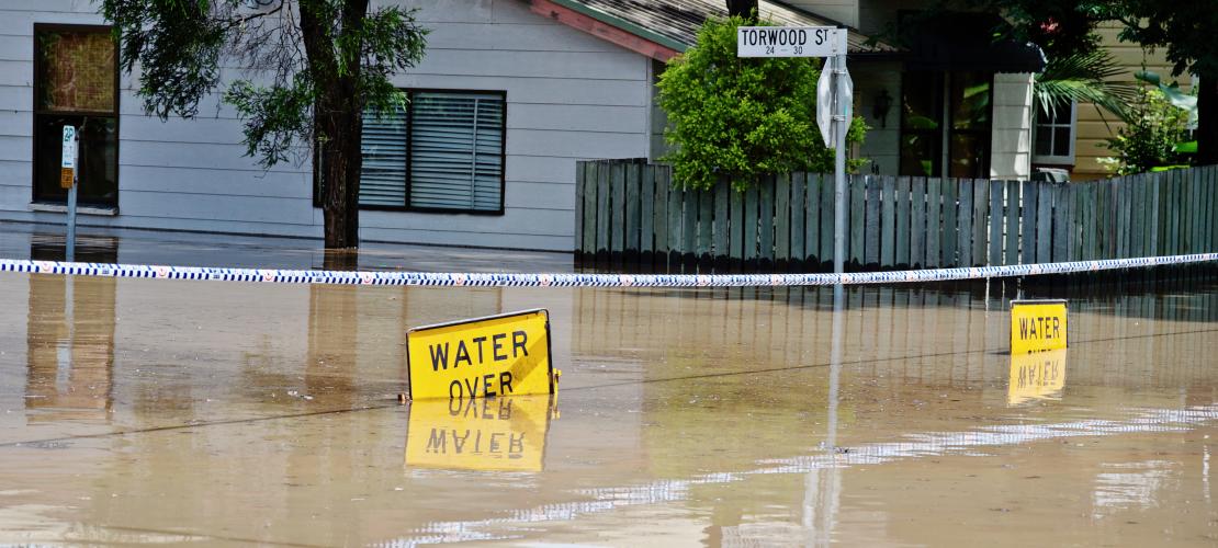 House surrounded by floodwater